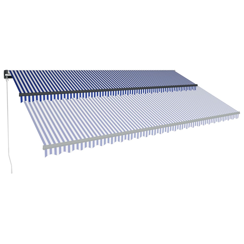vidaXL Luifel handmatig uittrekbaar met LED 600x300 cm blauw en wit