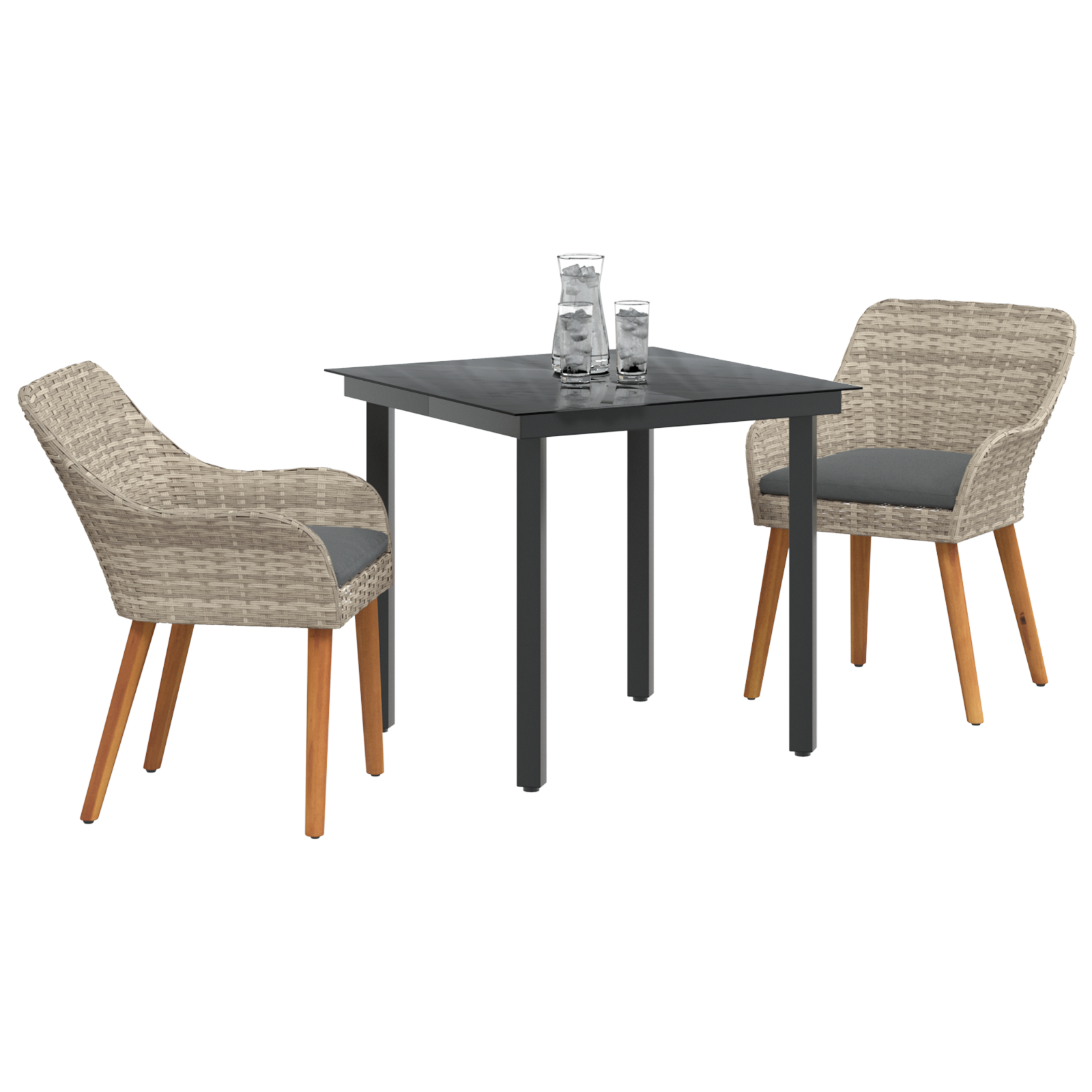 vidaXL Eetkamerset 3 pcs Lichtgrijs Poly riet