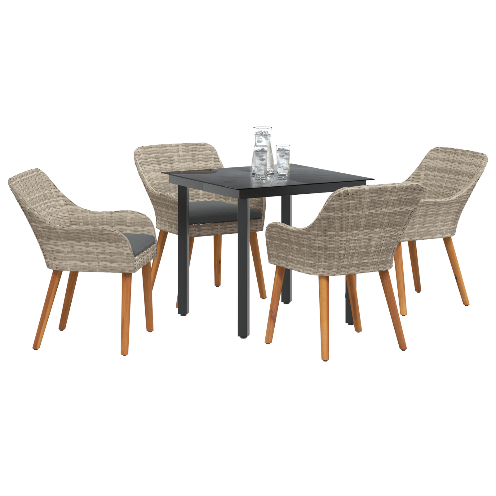 vidaXL Eetkamerset 5 pcs Lichtgrijs Poly riet