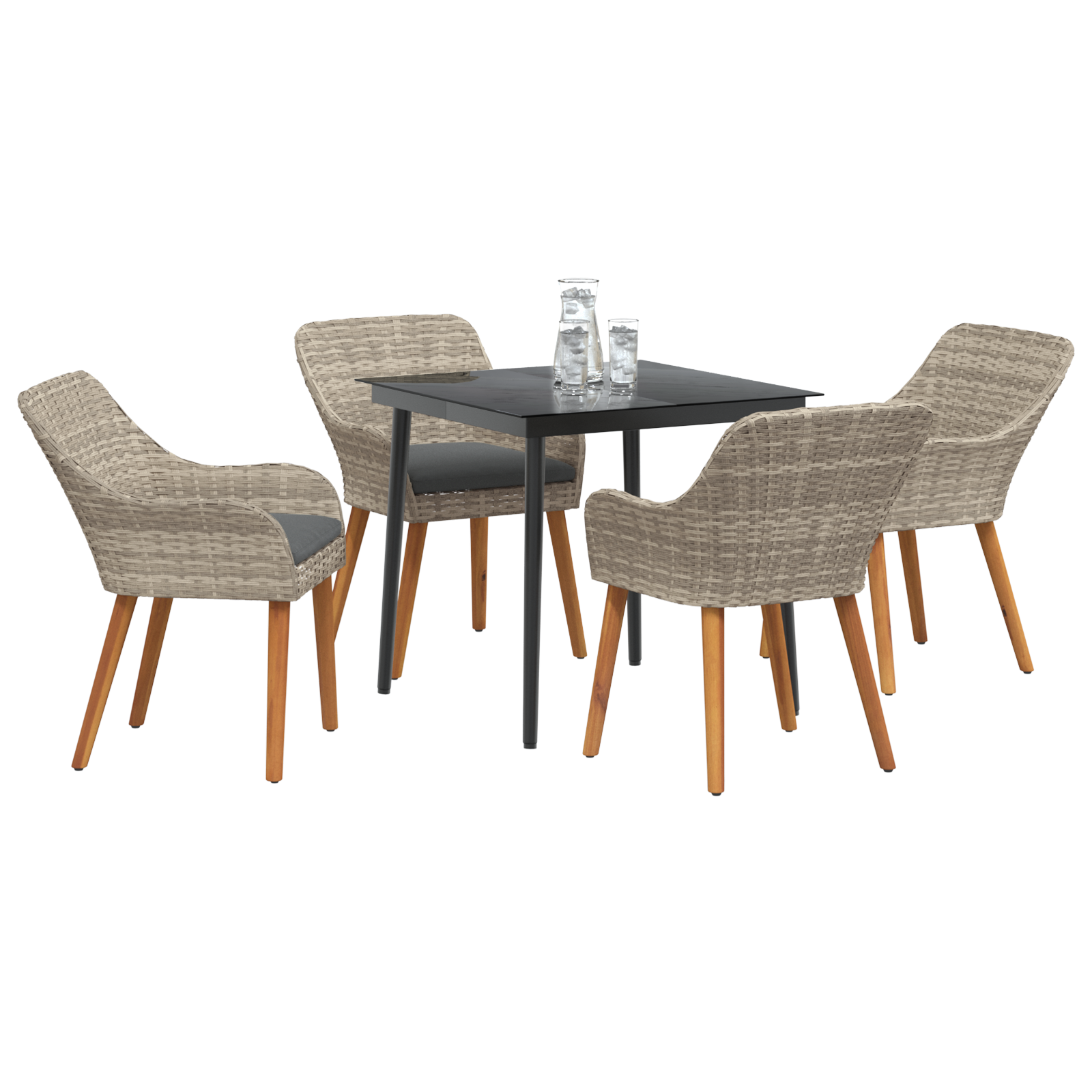 vidaXL Eetkamerset 5 pcs Lichtgrijs Poly riet