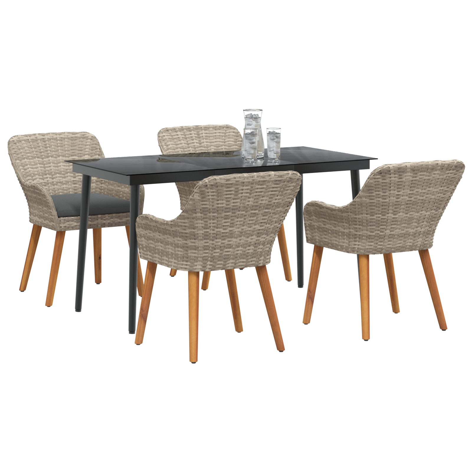 vidaXL Eetkamerset 5 pcs Lichtgrijs Poly riet