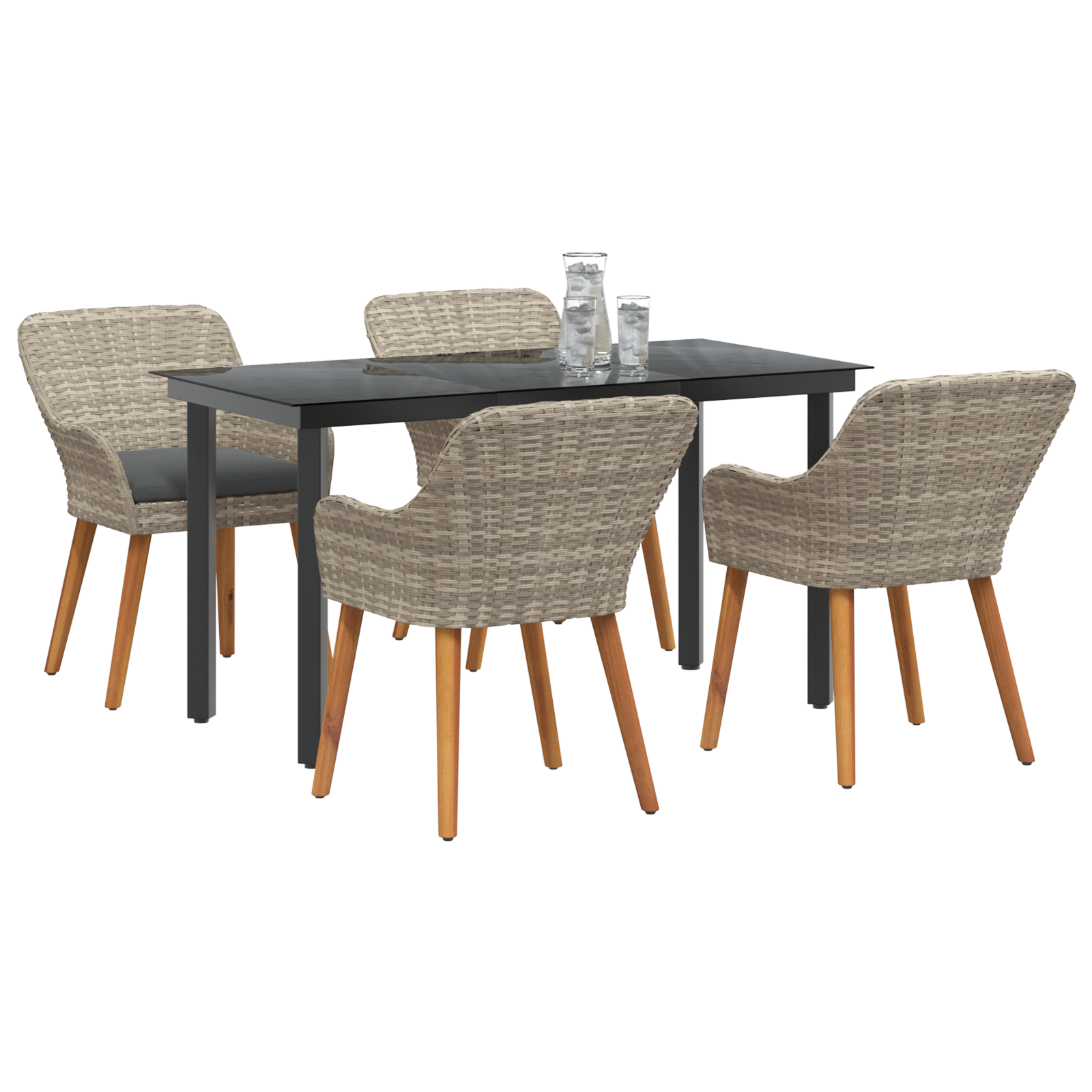 vidaXL Eetkamerset 5 pcs Lichtgrijs Poly riet