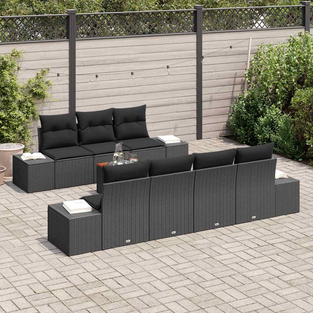vidaXL Tuin Sofa Set 8 pcs Zwart