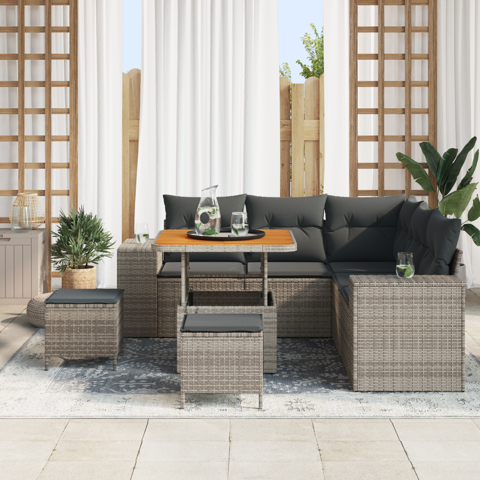 vidaXL Tuin Sofa Set 8 pcs Grijs poly rattan
