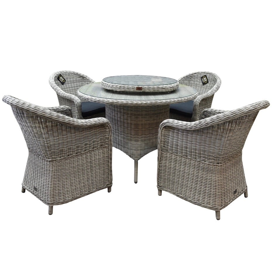 AVH-Collectie Chester Riccione dining tuinset 110cm rond 6-delig wit