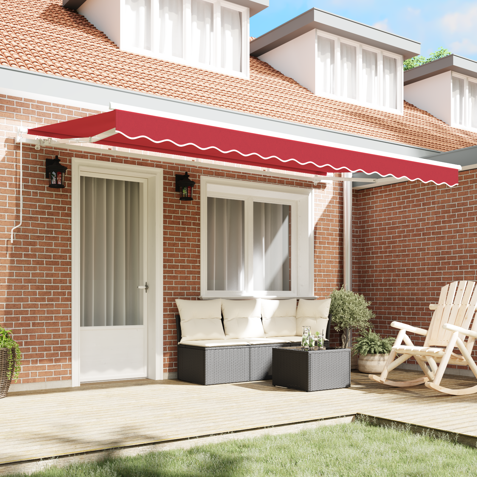 vidaXL Inklapbaar Zonnescherm Rood 400 x 200 cm Polyester, Aluminium