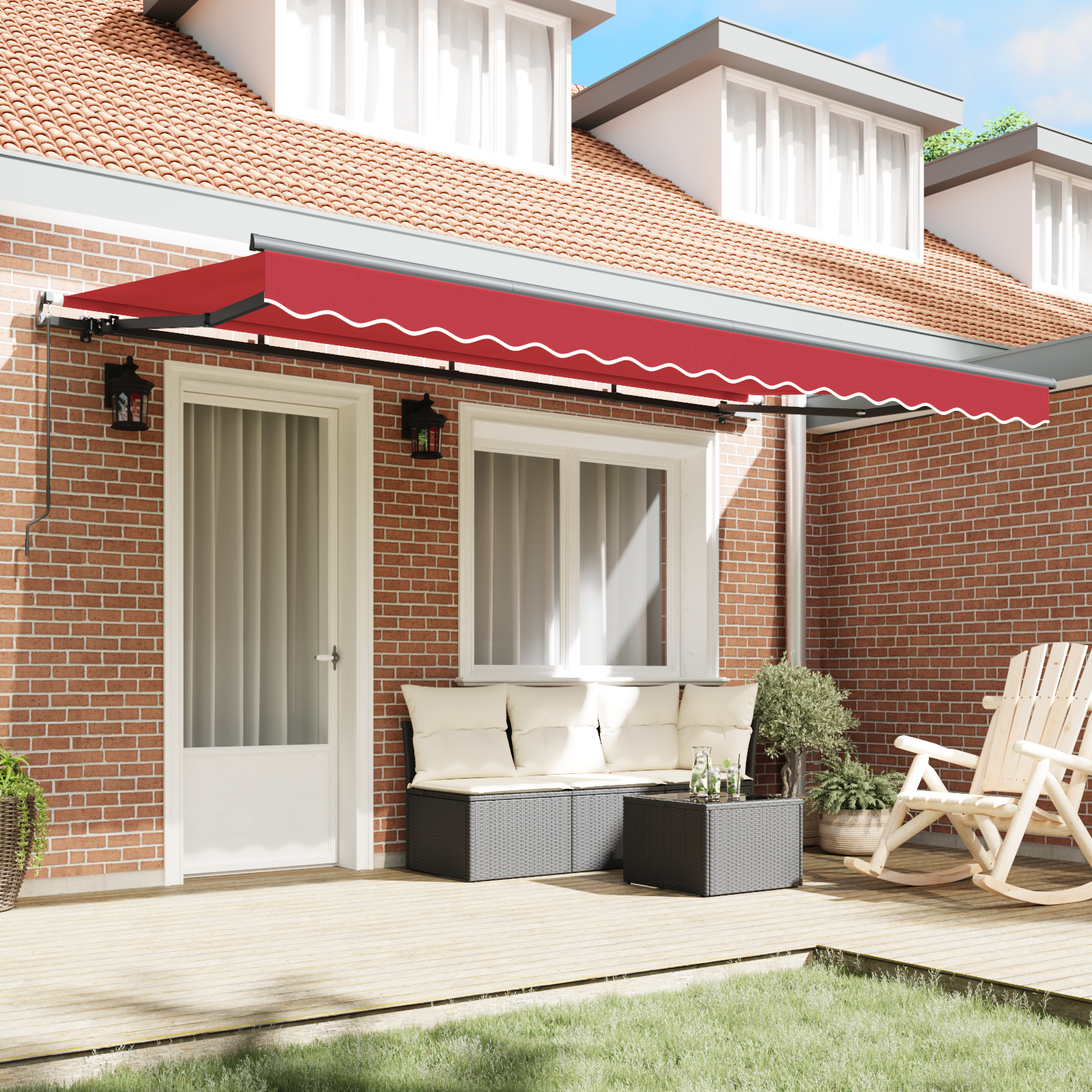 vidaXL Inklapbaar Zonnescherm Rood 400 x 200 cm Polyester, Aluminium