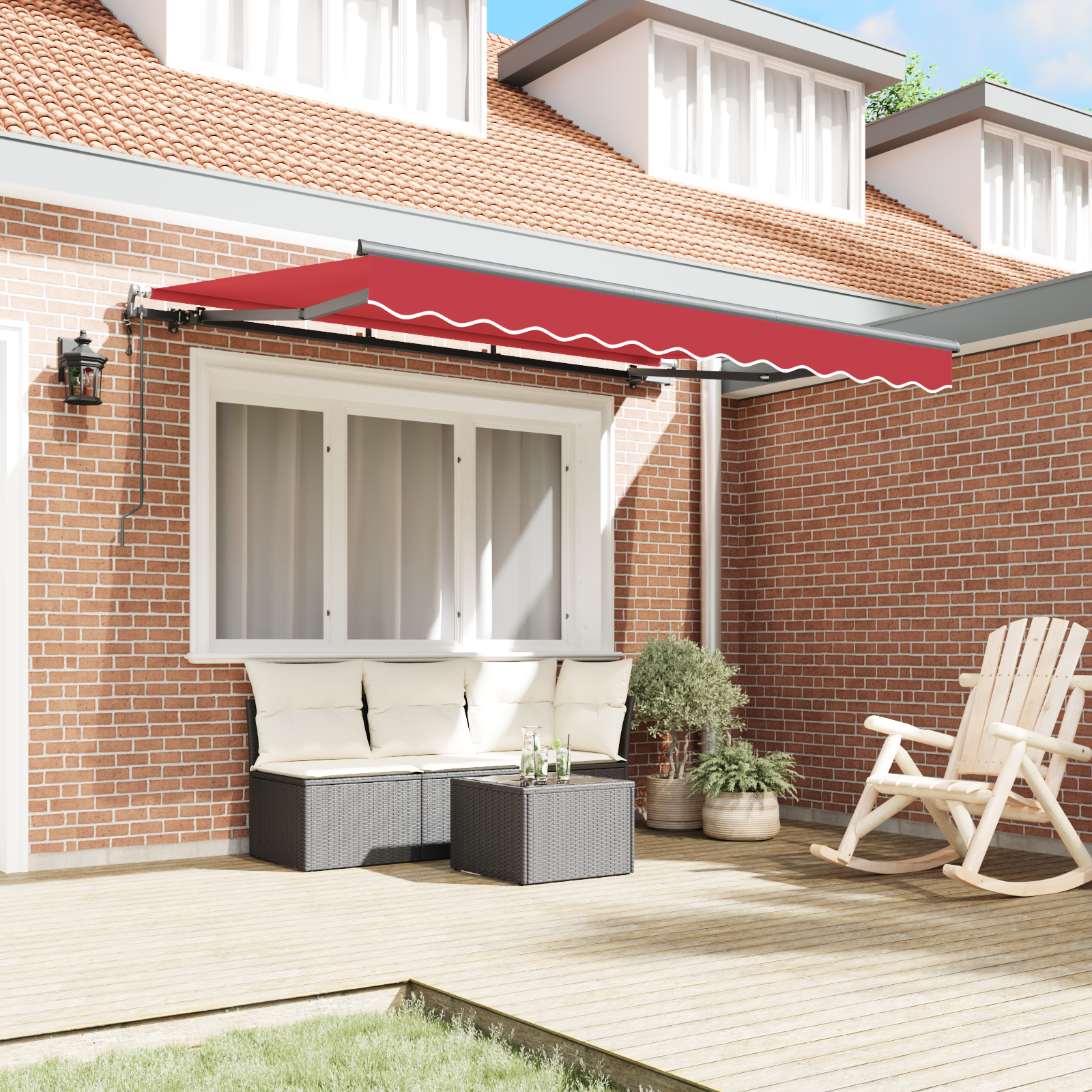 vidaXL Inklapbaar Zonnescherm Rood 350 x 200 cm Polyester, Aluminium