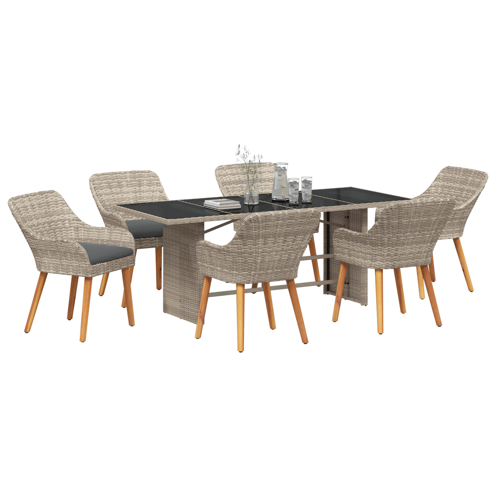 vidaXL Buiten eetset 7 pcs Lichtgrijs