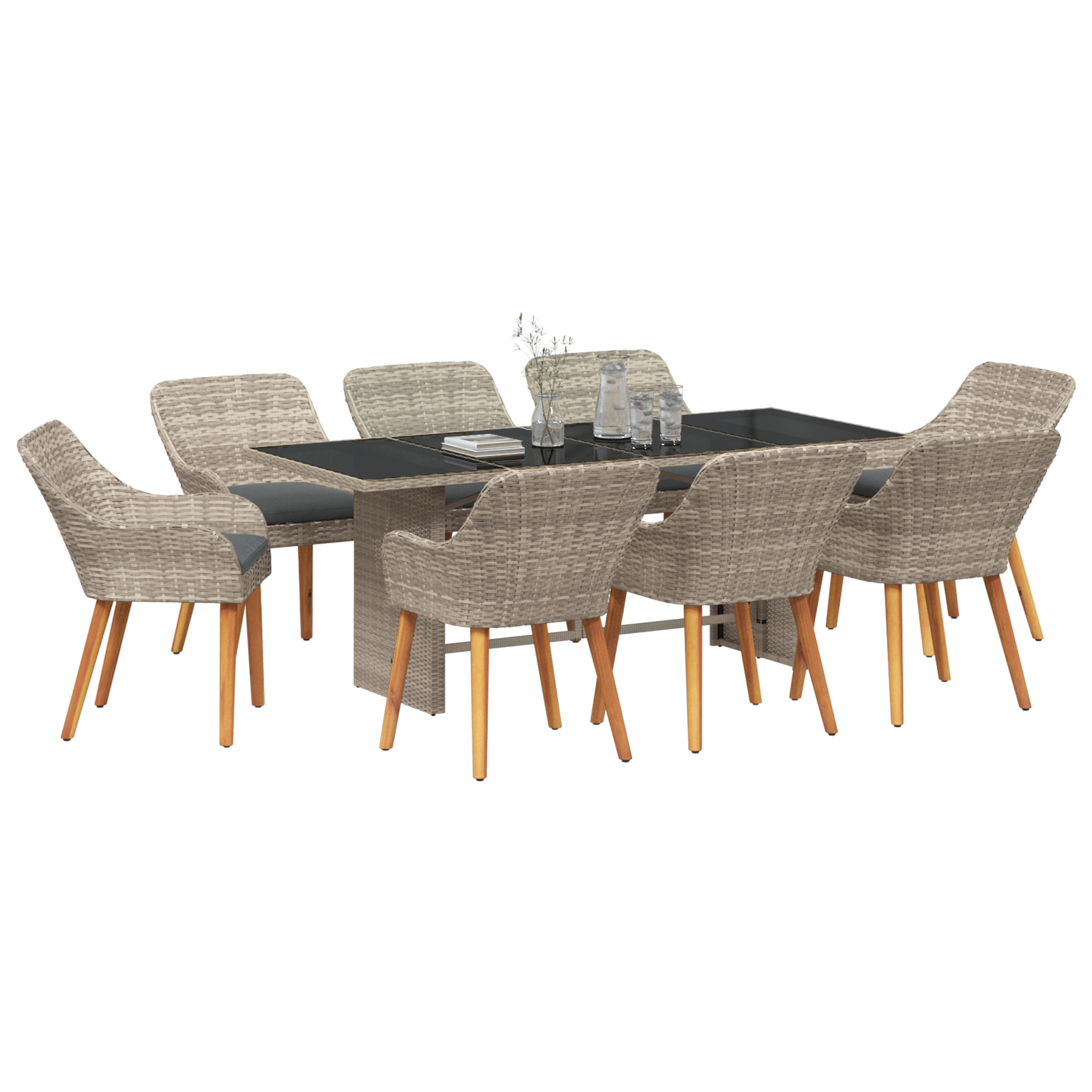 vidaXL Eetkamerset 9 pcs Lichtgrijs