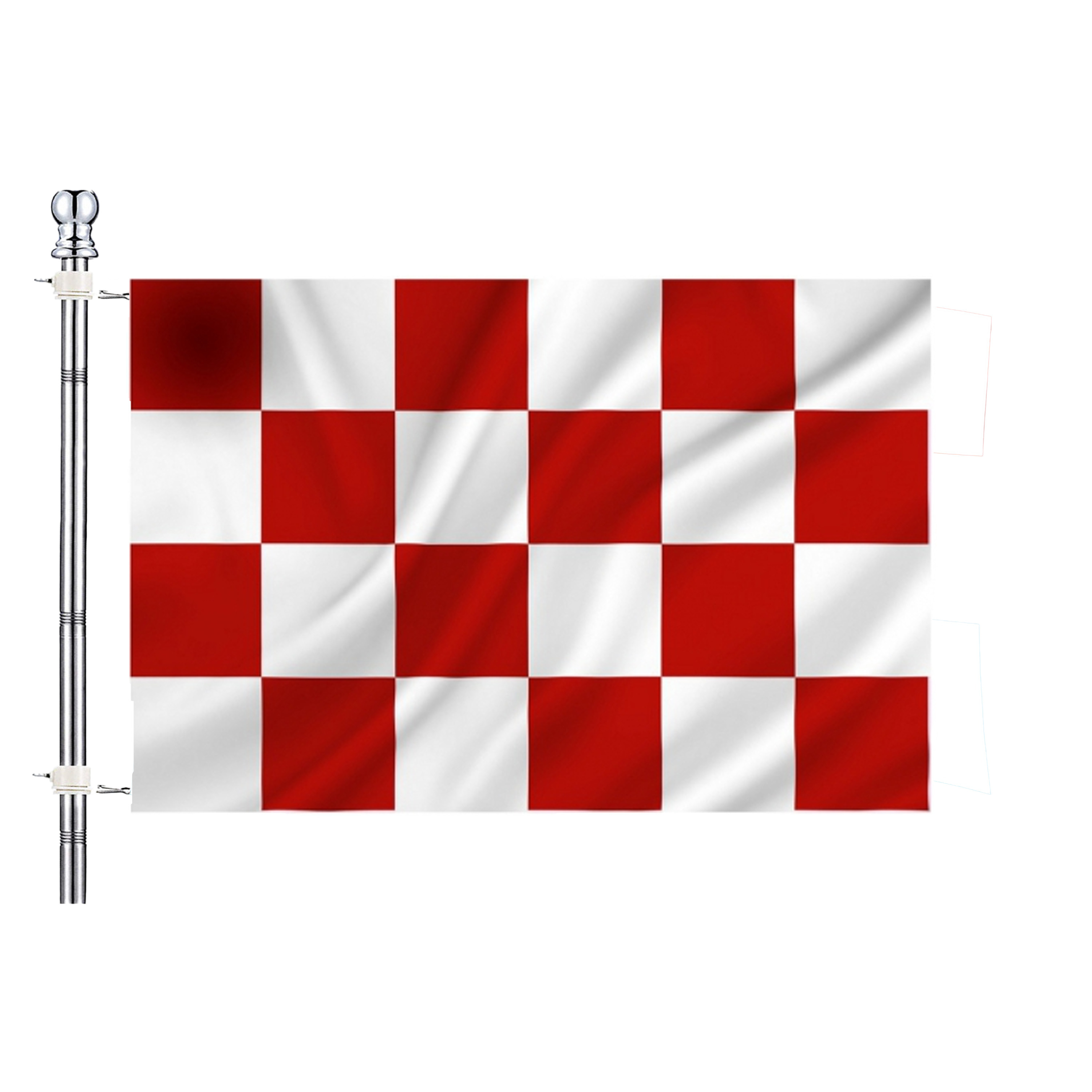 Merkloos Vlag van noord Brabant met vlaggenstok set - rood/wit - 90 x 150 cm - feest -