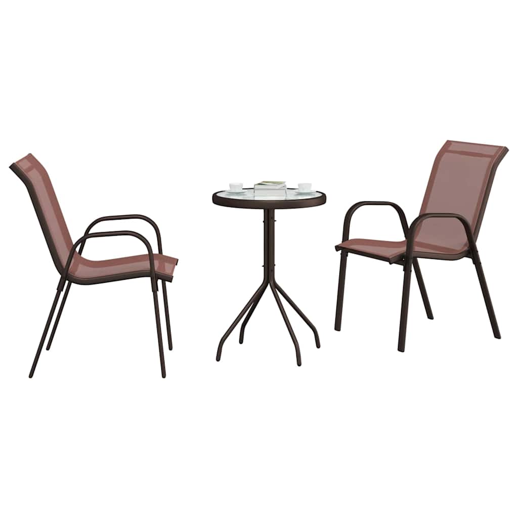 vidaXL Tuin Bistro Set 3 pcs Bruin Staal