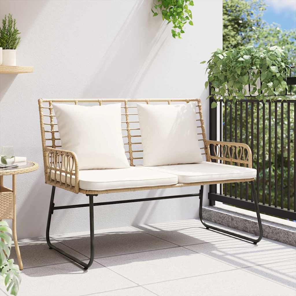 vidaXL Tuinbank Bruin, Zwart, Crème Poly riet, staal