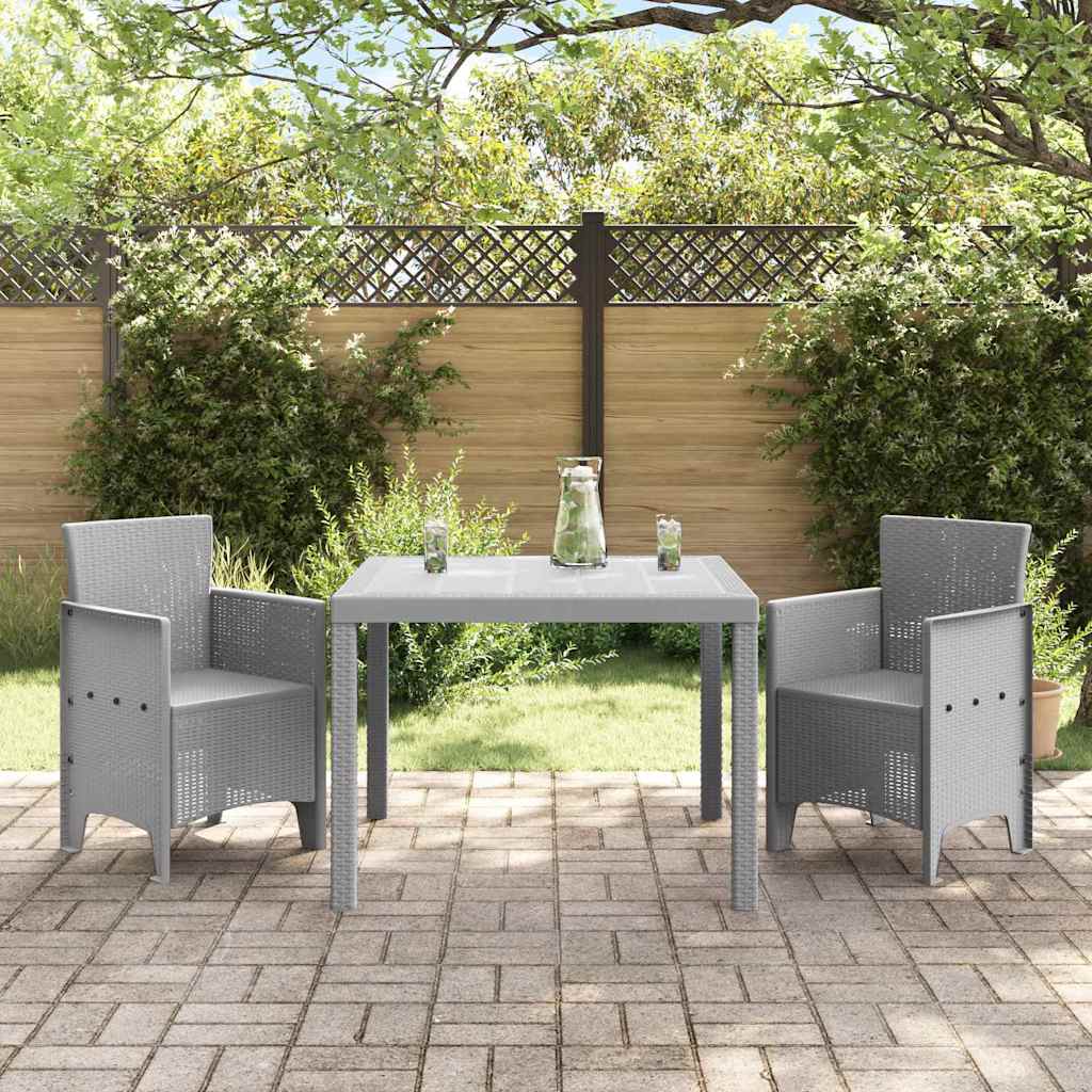 vidaXL Tuin Eetset 3 pcs Lichtgrijs Polt riet