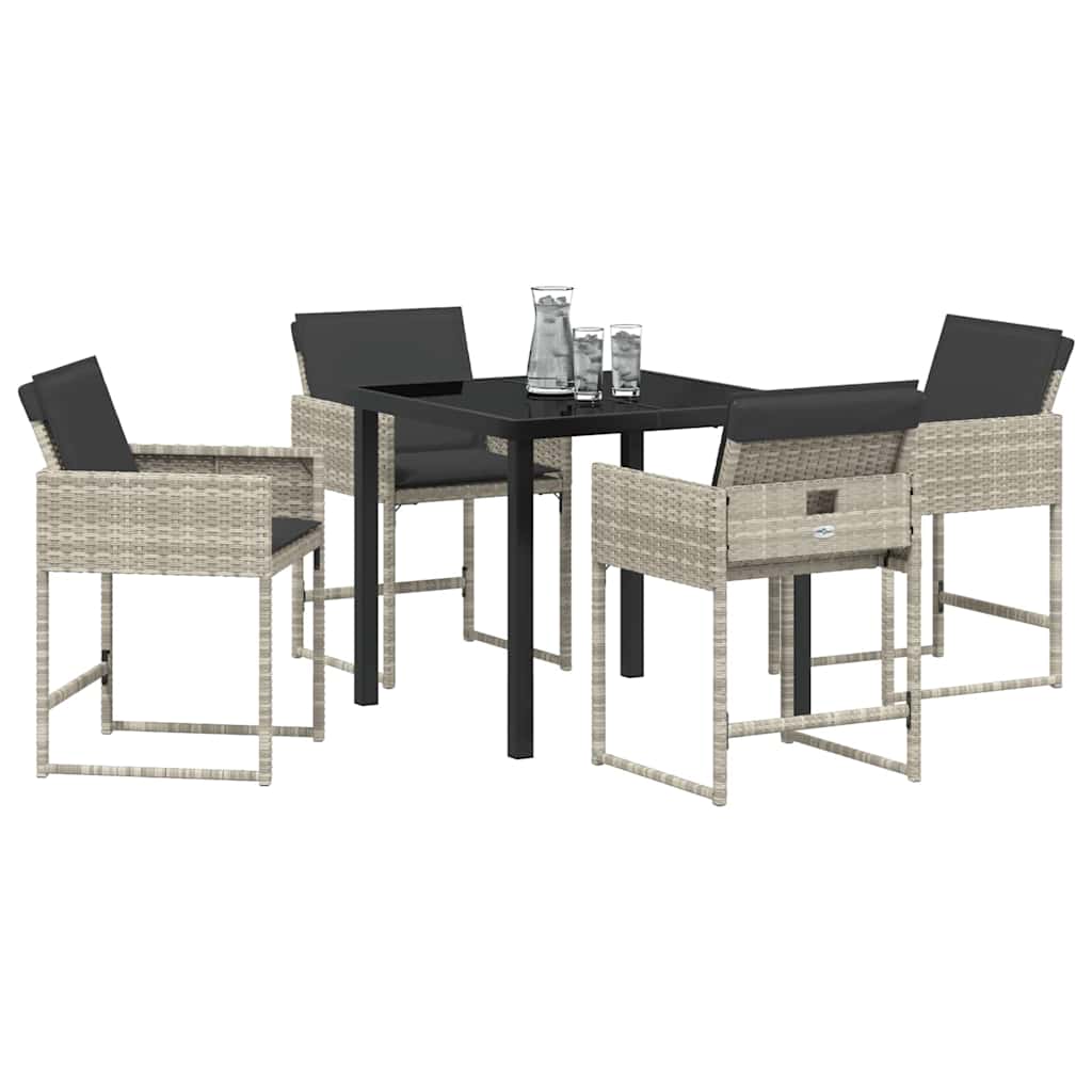 vidaXL Tuin Eetset 5 pcs Lichtgrijs poly rattan
