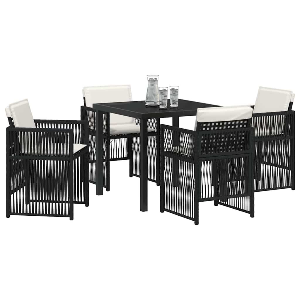 vidaXL Tuin Eetset 5 pcs Zwart Poly riet