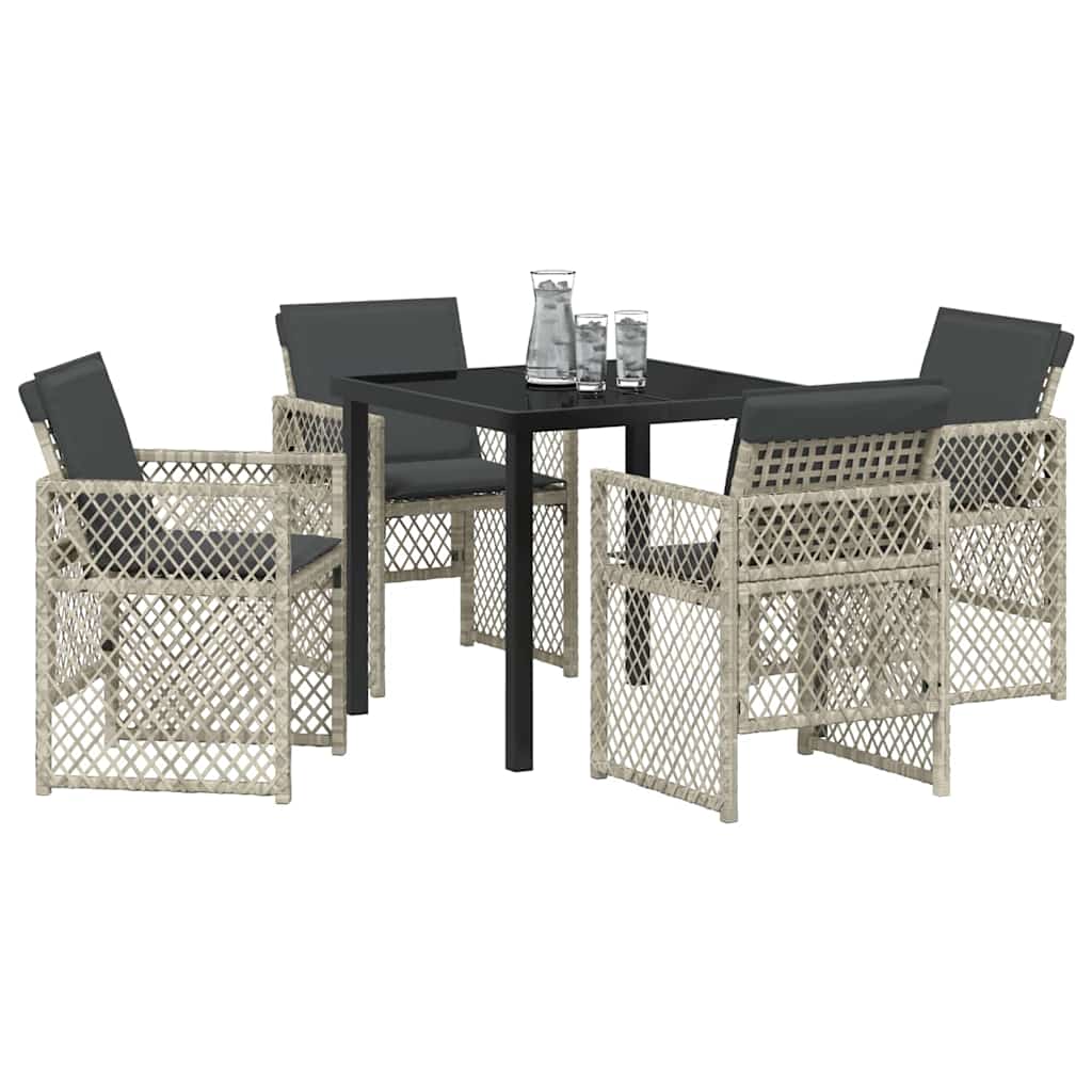 vidaXL Tuin Eetset 5 pcs Lichtgrijs poly rattan