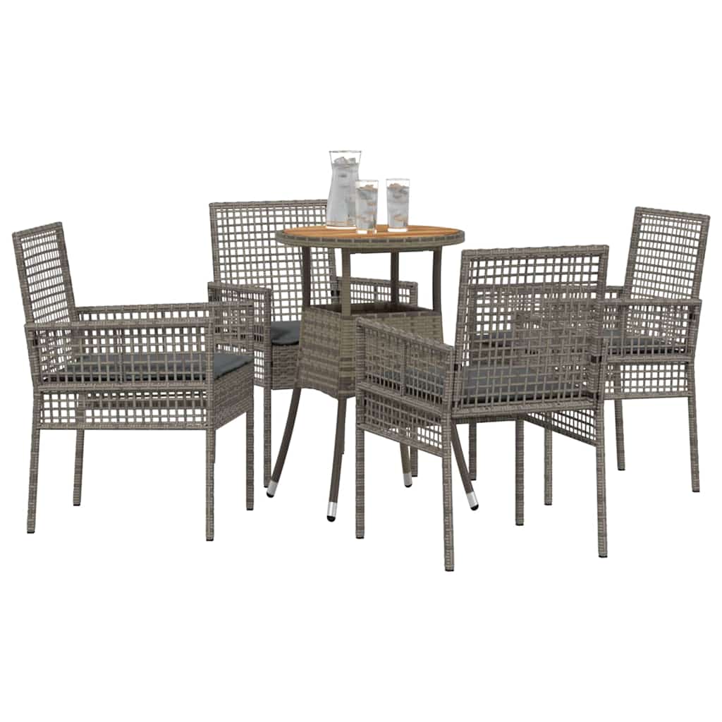 vidaXL Tuin Eetset 5 pcs Grijs Poly riet
