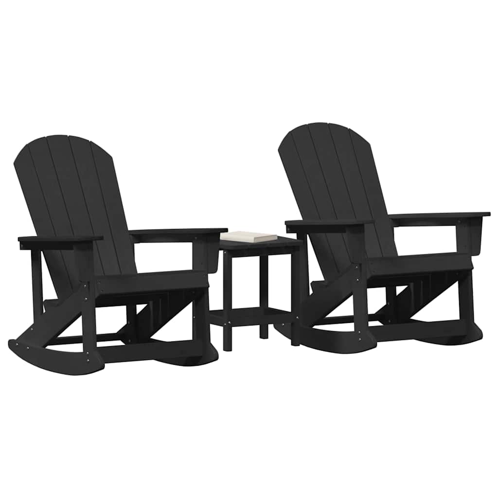 vidaXL Tuin Lounge Set 3 pcs Zwart HDPE