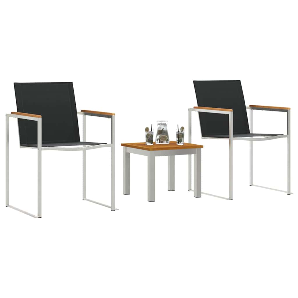 vidaXL Buiten eetset 3 pcs Bruin en zwart Massief teakhout