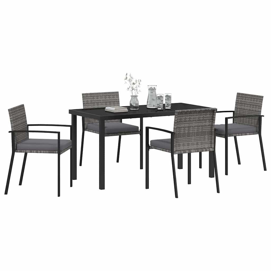 vidaXL Tuin Eetset 5 pcs Grijs Poly riet
