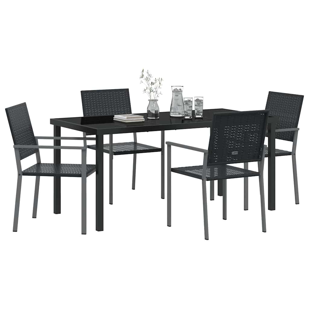 vidaXL Tuin Eetset 5 pcs Zwart Poly riet