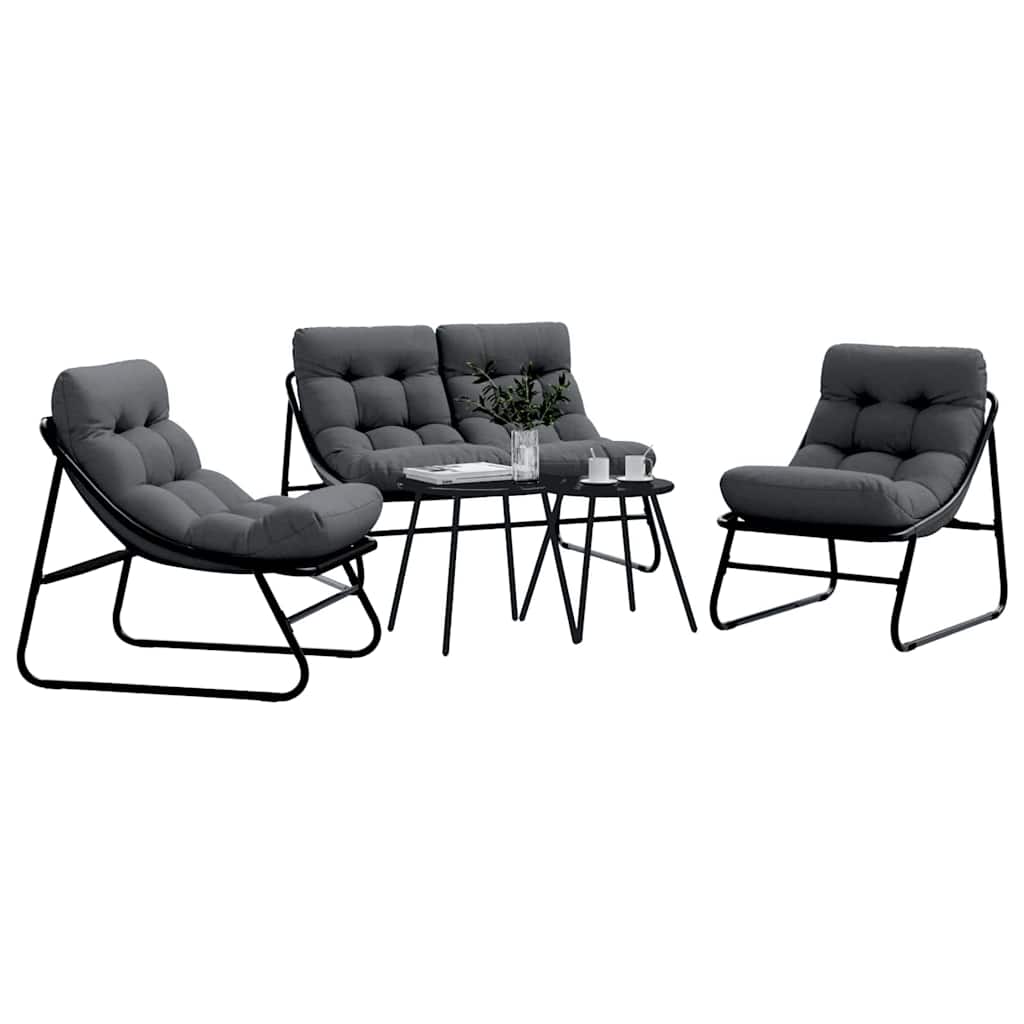 vidaXL Tuin Eetset 5 pcs Zwart Staal