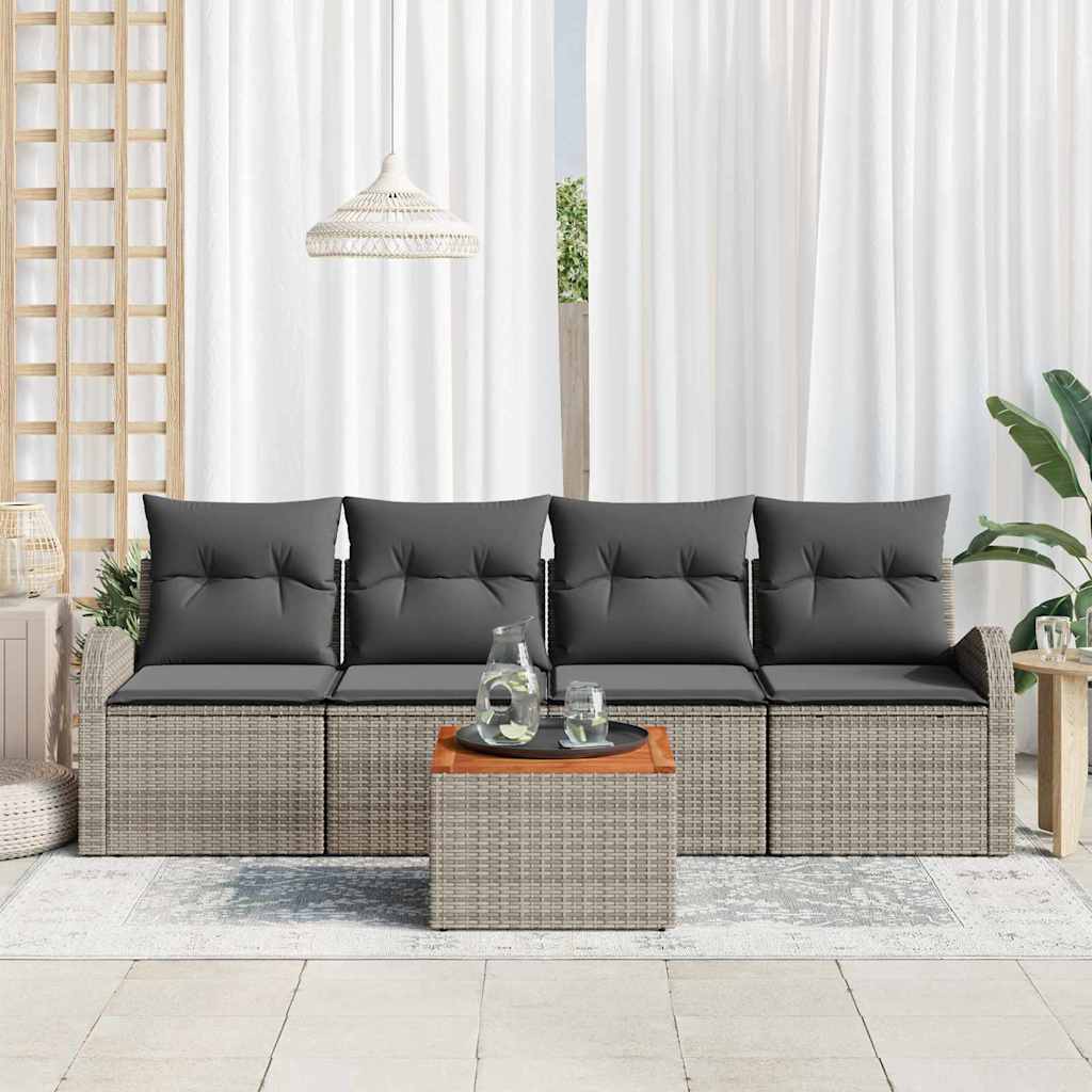 vidaXL Tuin Sofa Set 5 pcs Grijs