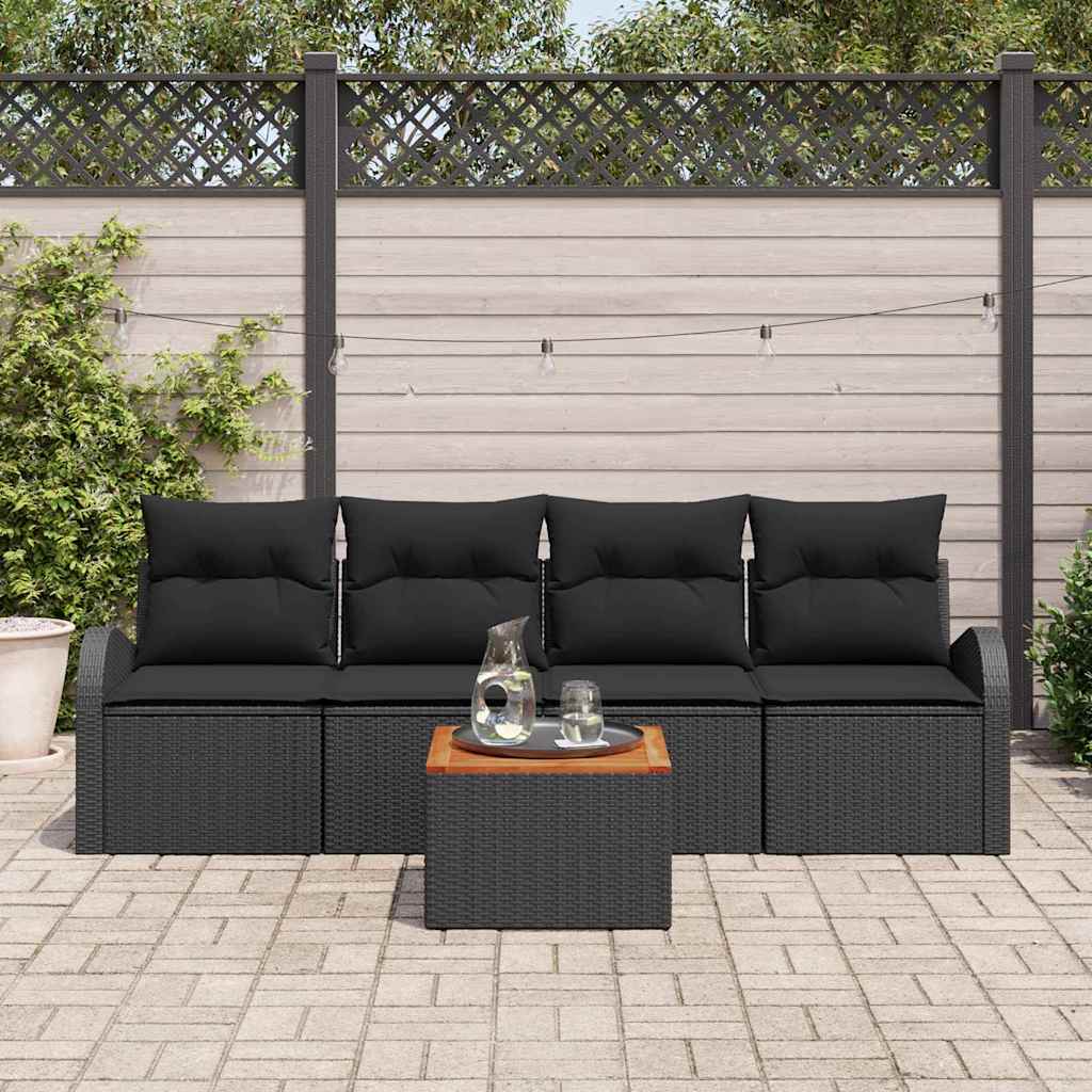 vidaXL Tuin Sofa Set 5 pcs Zwart