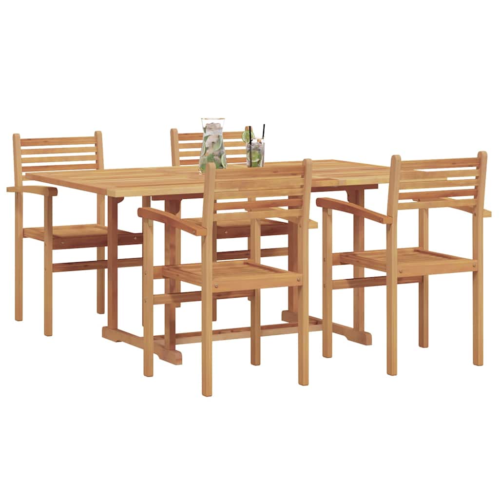 vidaXL Tuin Eetset 5 pcs Bruin Massief teakhout