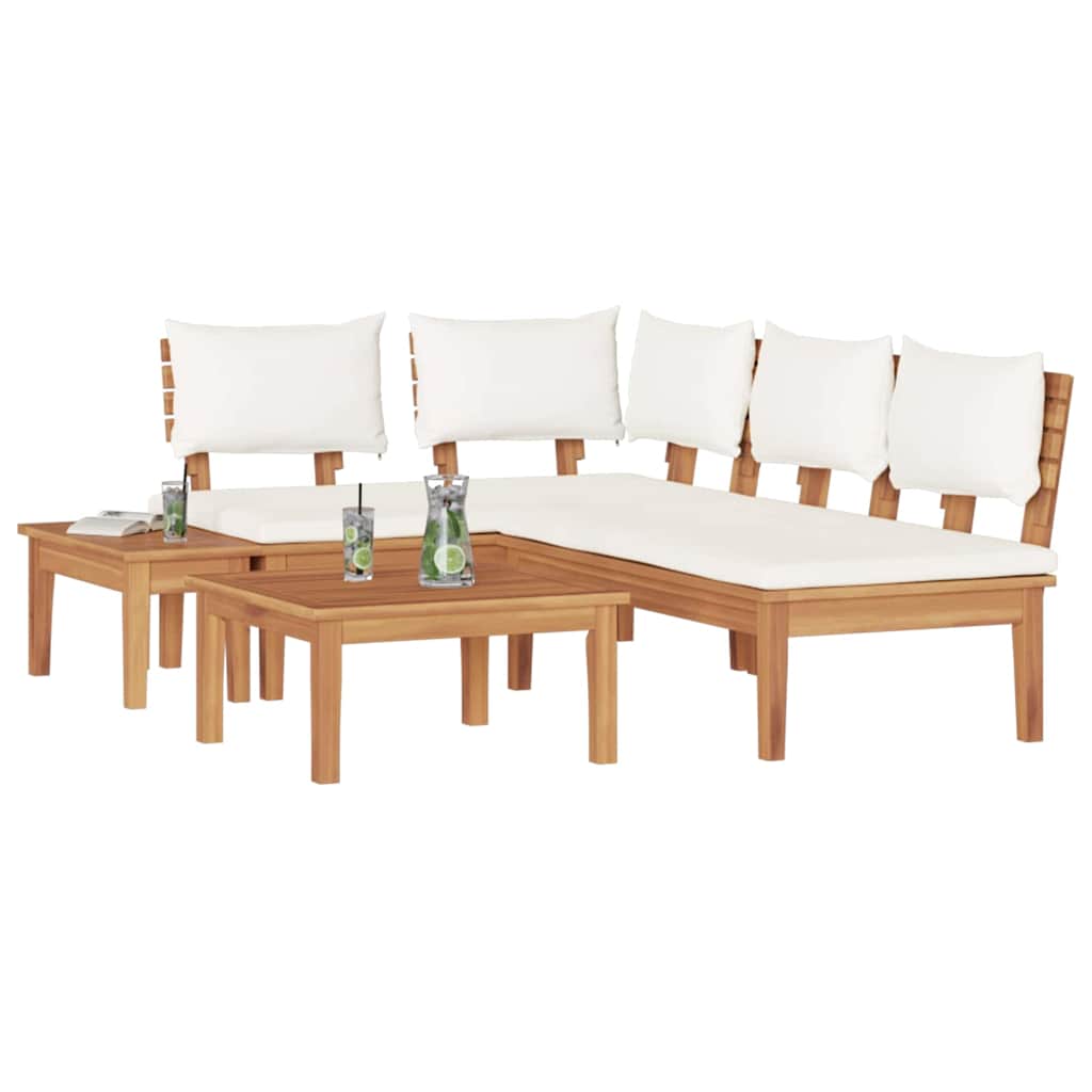 vidaXL Tuinbankset 4 pcs Bruin, Crème Poly Rattan, Poedergecoat Staal