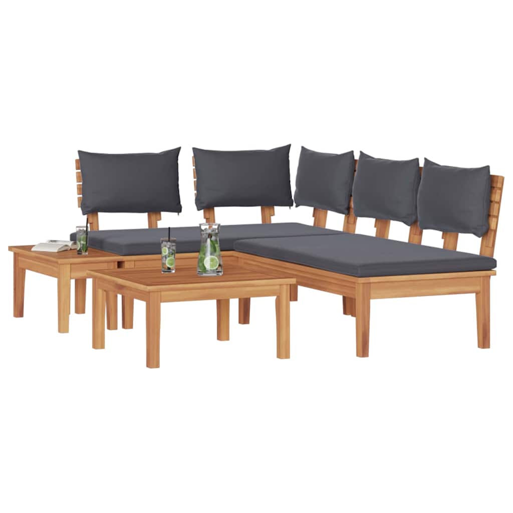 vidaXL Tuinbankset 4 pcs Bruin, Grijs Poly Rattan, Poedergecoat Staal