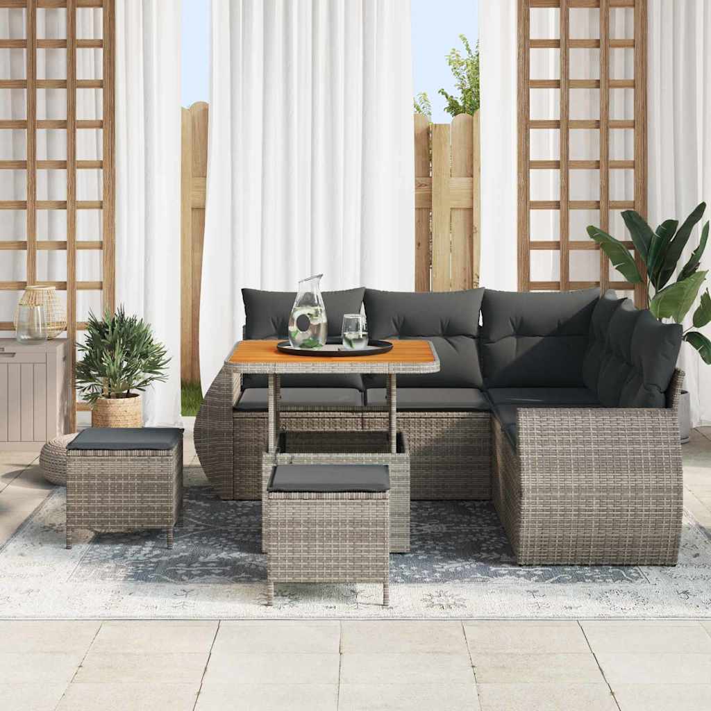 vidaXL Tuin Sofa Set 8 pcs Grijs poly rattan