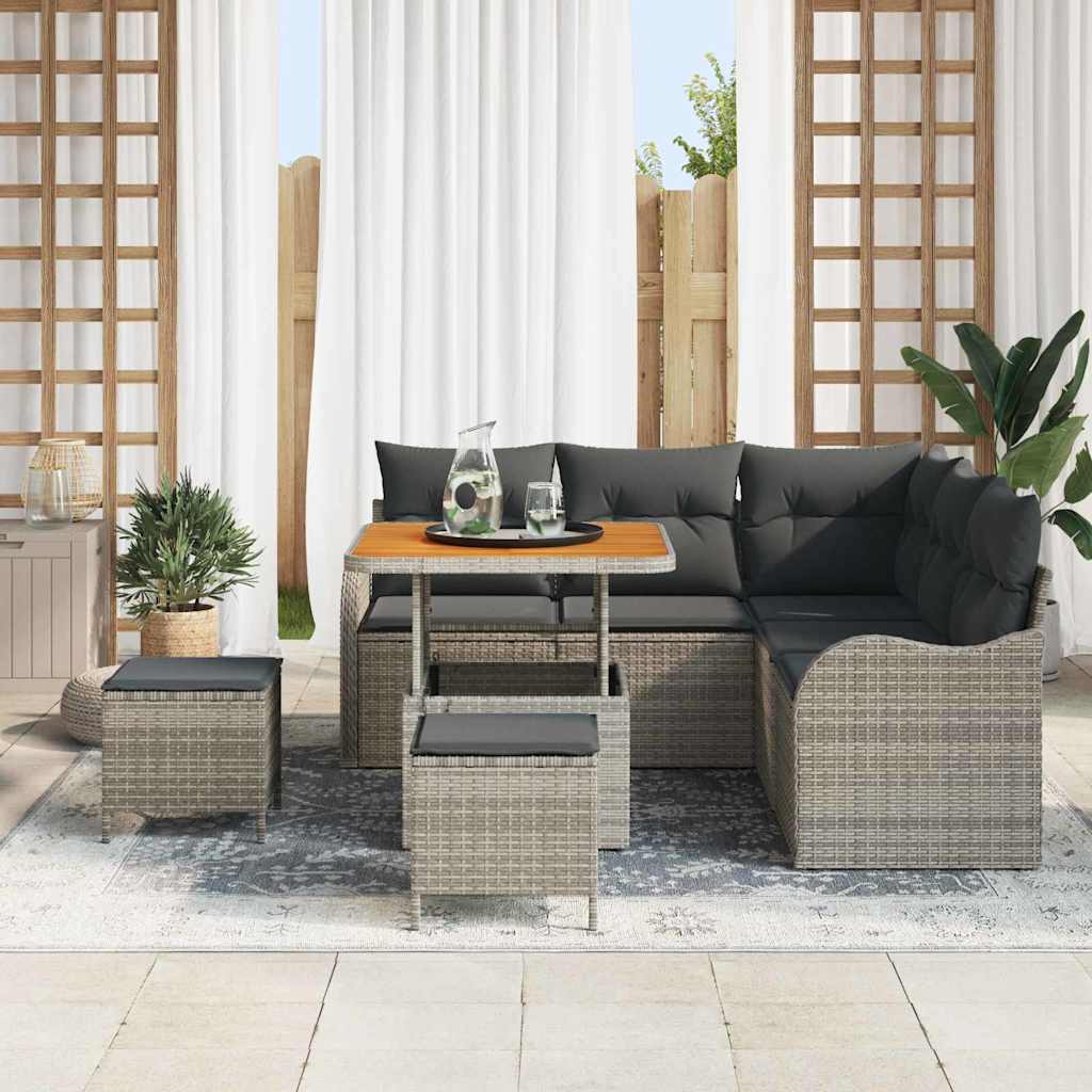 vidaXL Tuin Sofa Set 8 pcs Grijs poly rattan