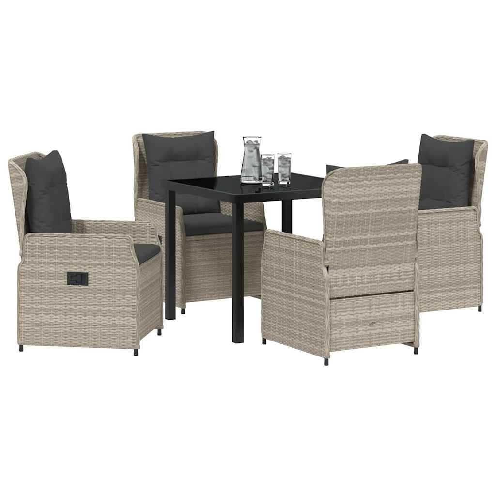 vidaXL Tuin Eetset 5 pcs Lichtgrijs poly rattan