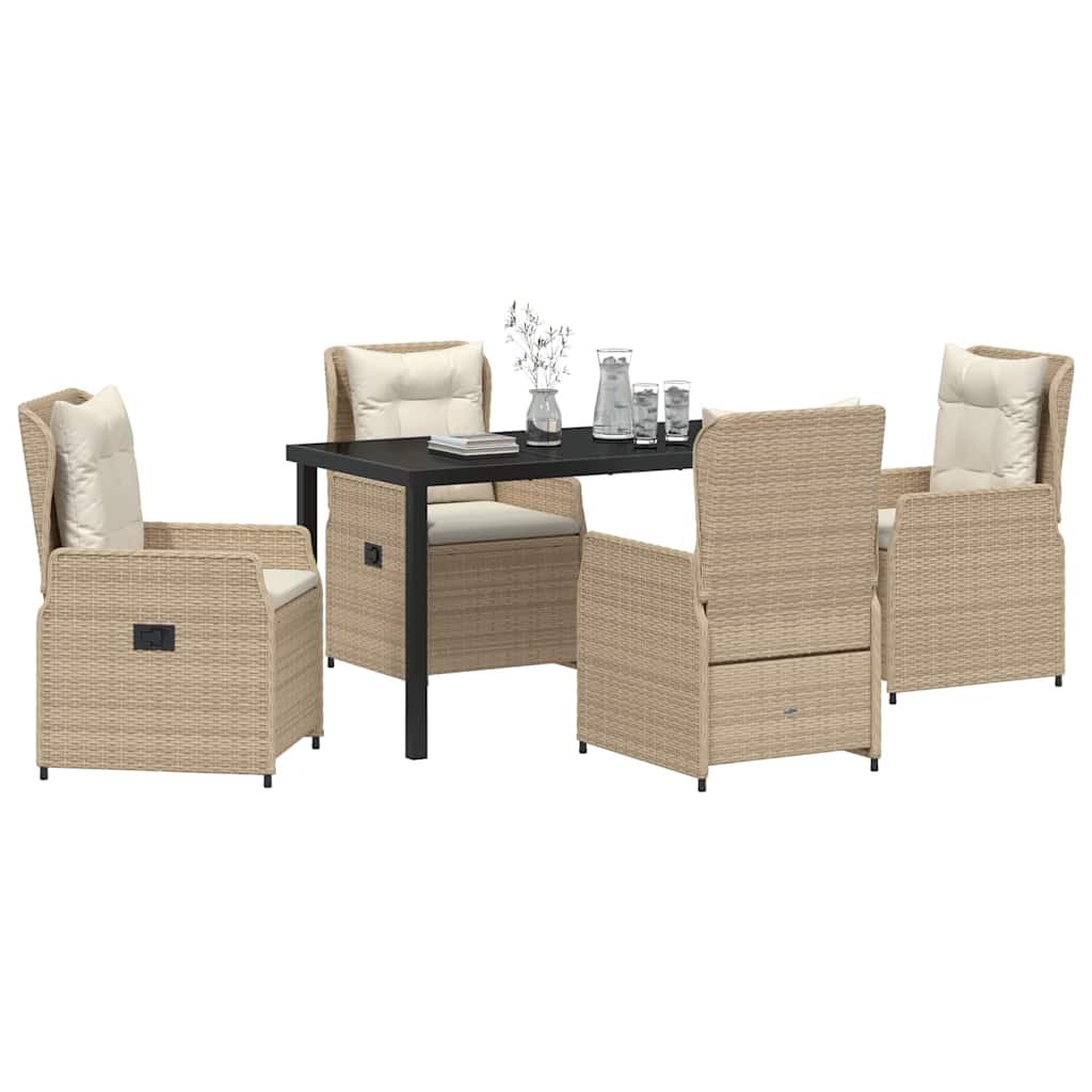 vidaXL Tuin Eetset 5 pcs Beige poly rattan