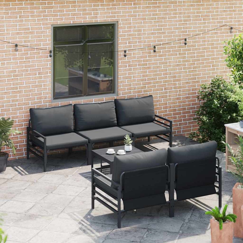 vidaXL Tuin Sofa Set met kussen 6 pcs Antraciet Staal & Stof