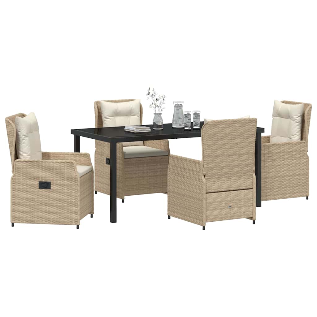 vidaXL Tuin Eetset 5 pcs Beige poly rattan