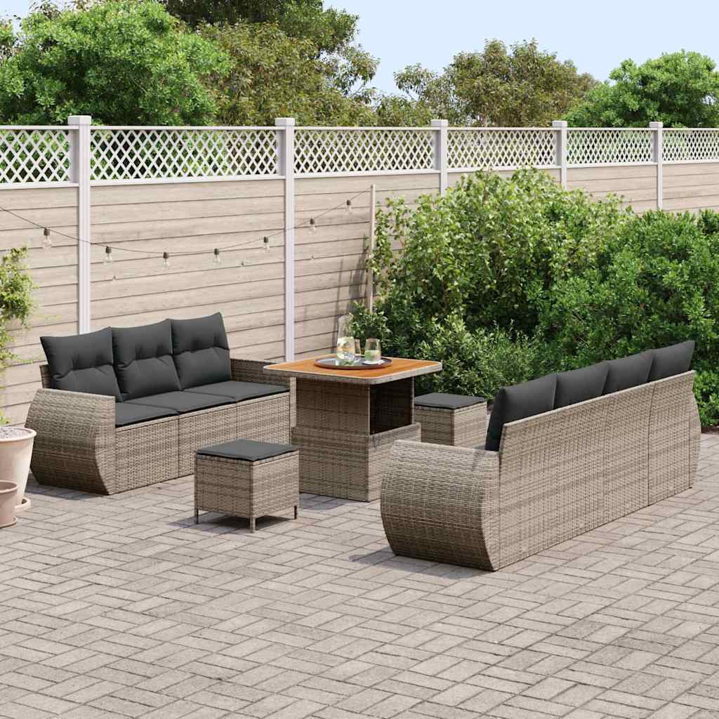vidaXL Tuin Sofa Set 10 pcs Grijs poly rattan