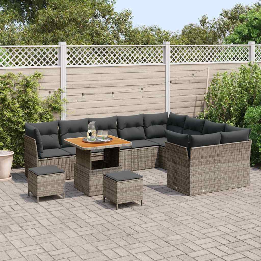 vidaXL Tuin Sofa Set 12 pcs Grijs poly rattan