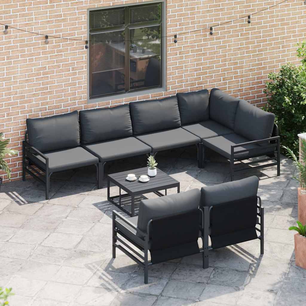 vidaXL Tuin Sofa Set met kussen 7 pcs Antraciet Staal & Stof