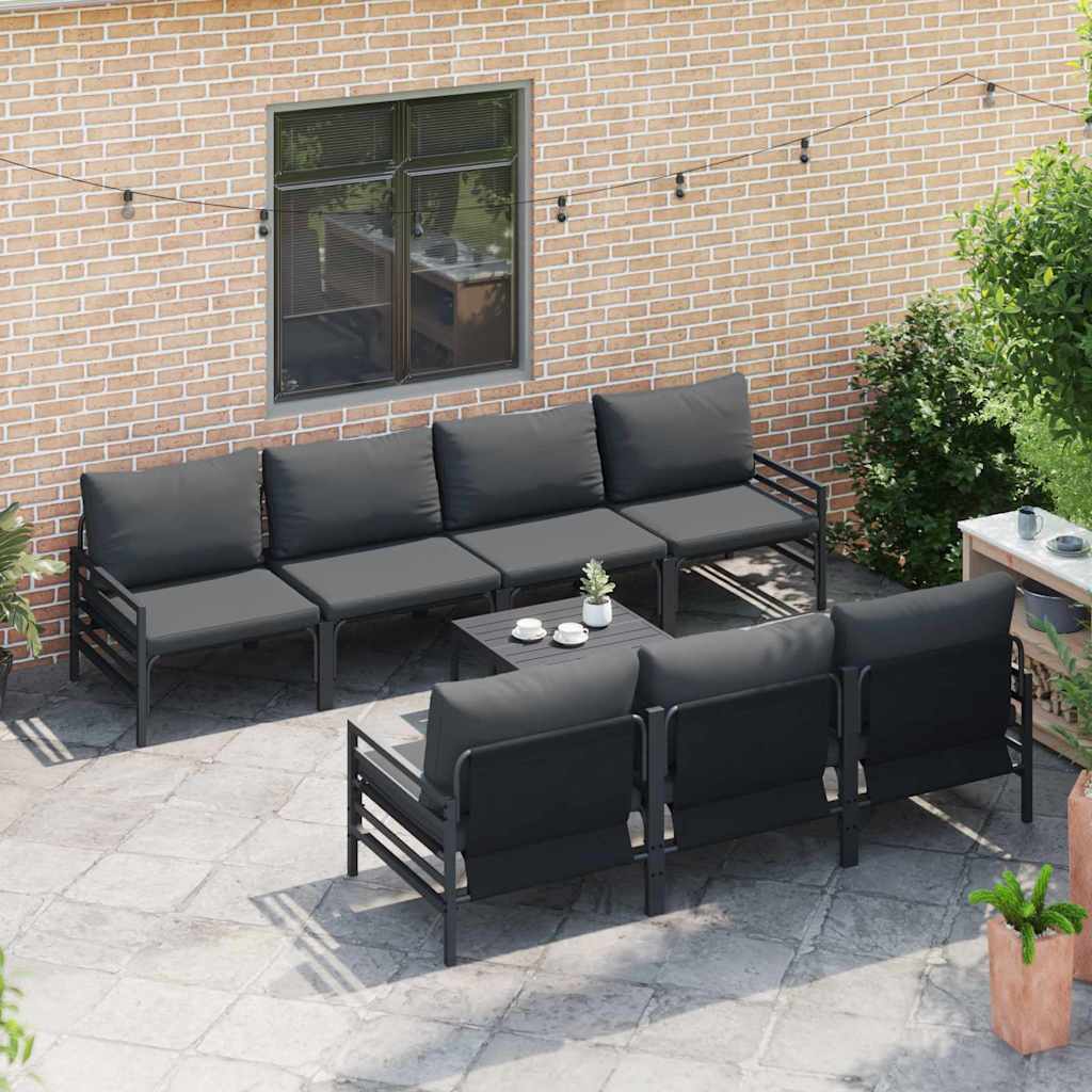 vidaXL Tuin Sofa Set met kussen 8 pcs Antraciet Staal & Stof