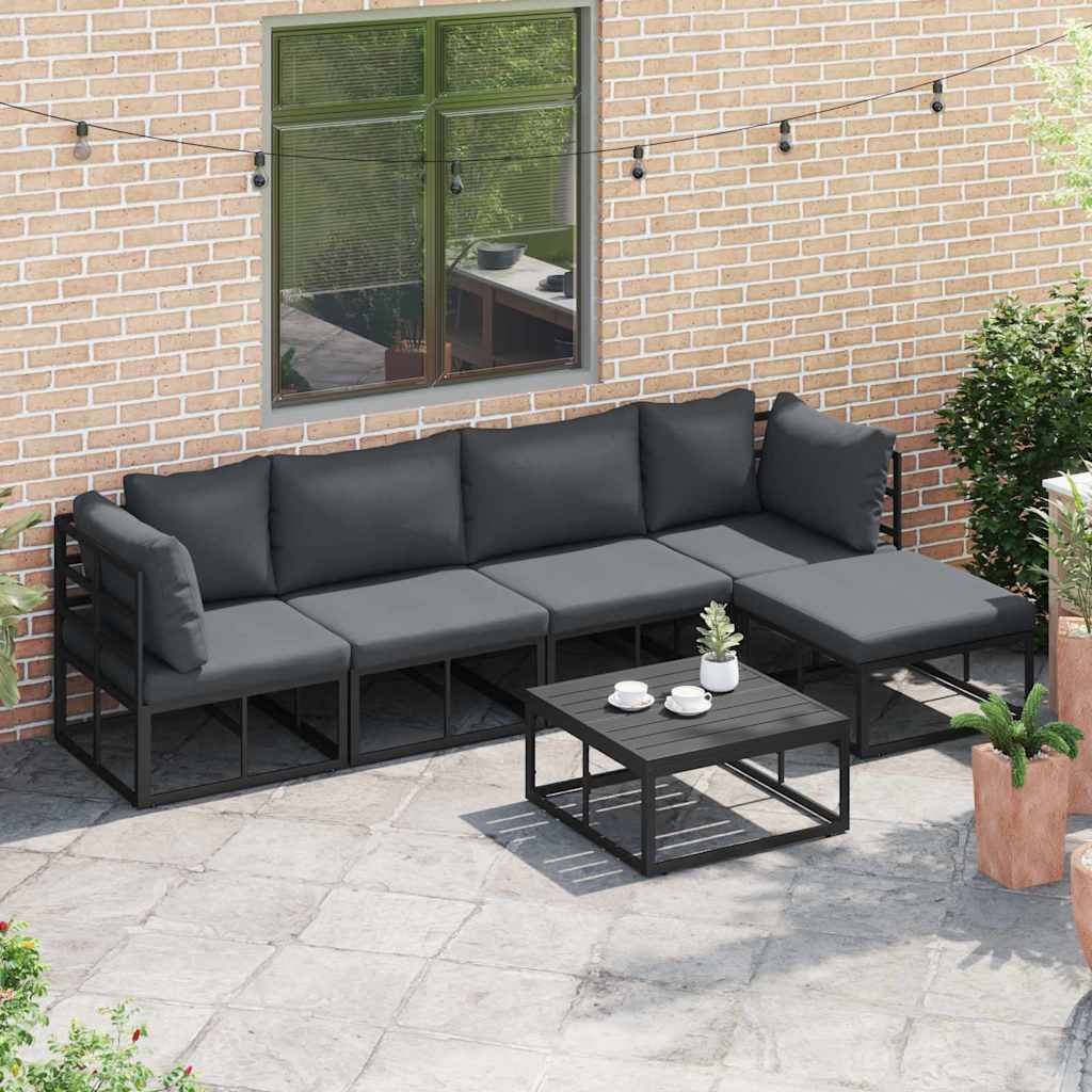 vidaXL Tuin Sofa Set met kussen 6 pcs Zwart Aluminium