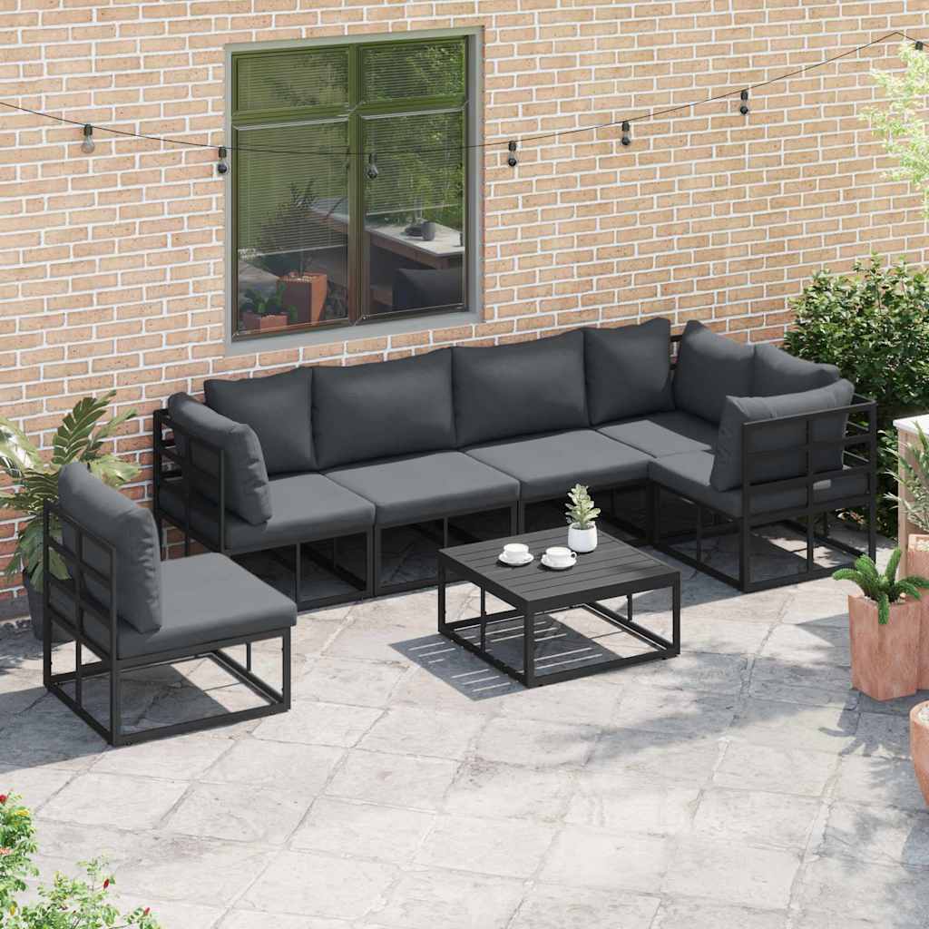 vidaXL Tuin Sofa Set met kussen 6 pcs Zwart Aluminium