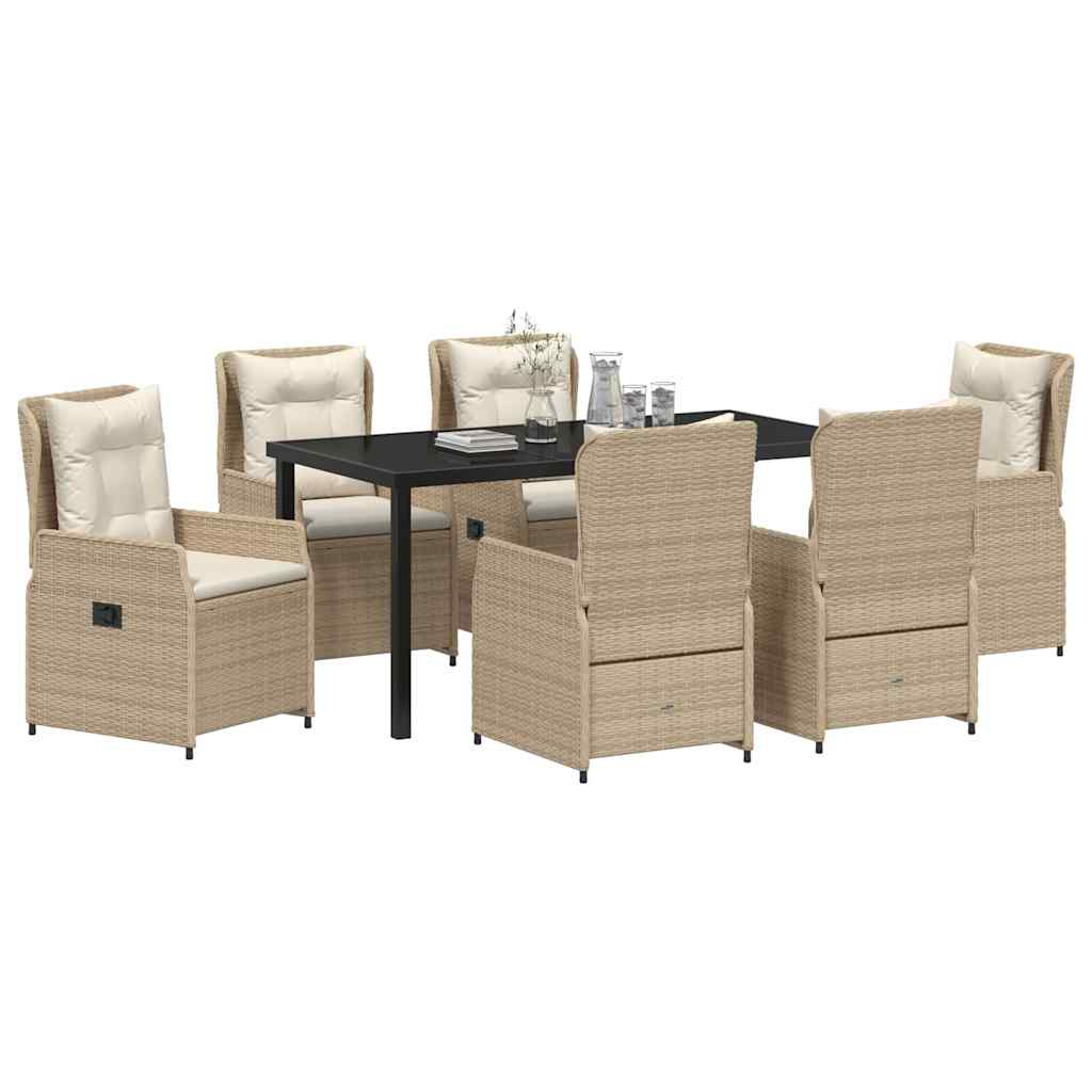 vidaXL Tuin Eetset 7 pcs Beige poly rattan