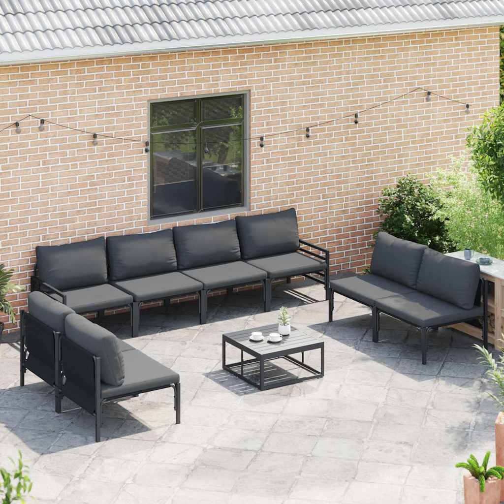 vidaXL Tuin Sofa Set 9 pcs Antraciet Staal
