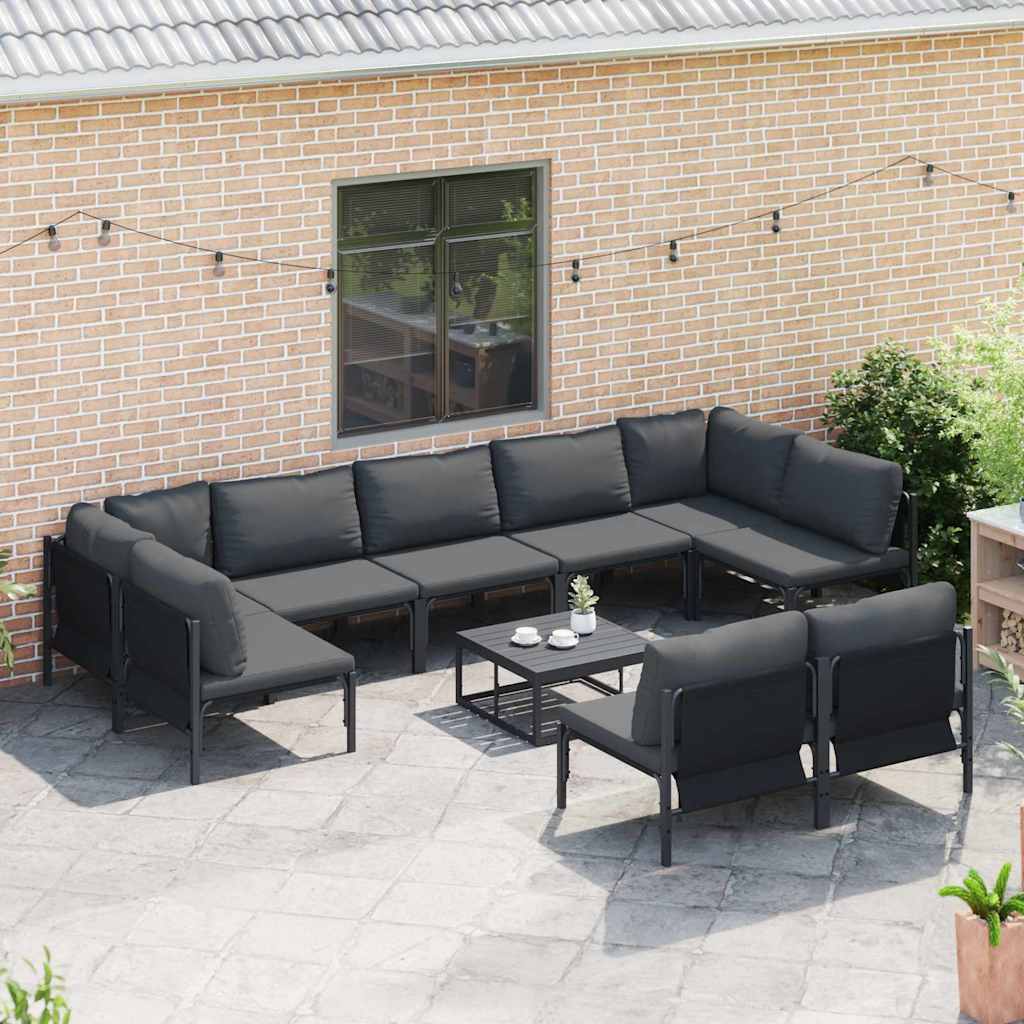 vidaXL Tuin Sofa Set 10 pcs Antraciet Staal