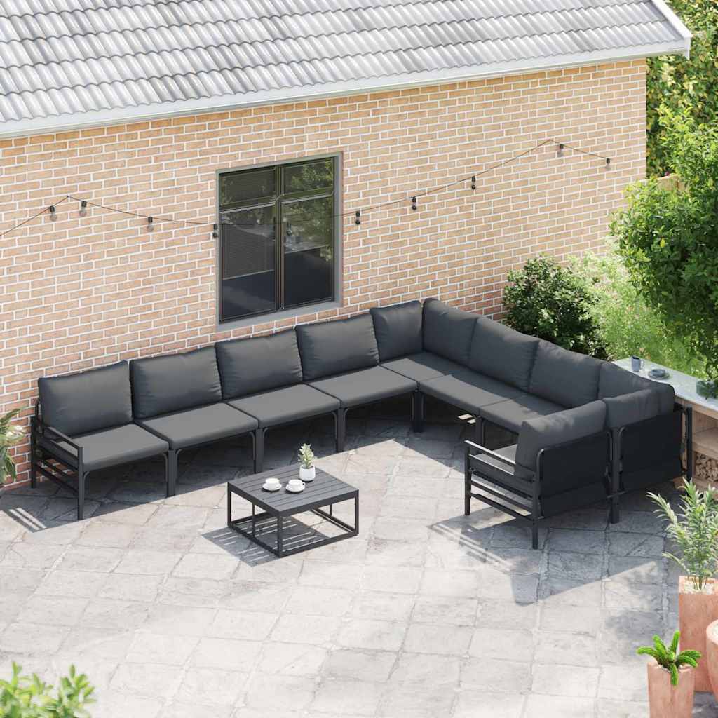 vidaXL Tuin Sofa Set 10 pcs Antraciet Staal