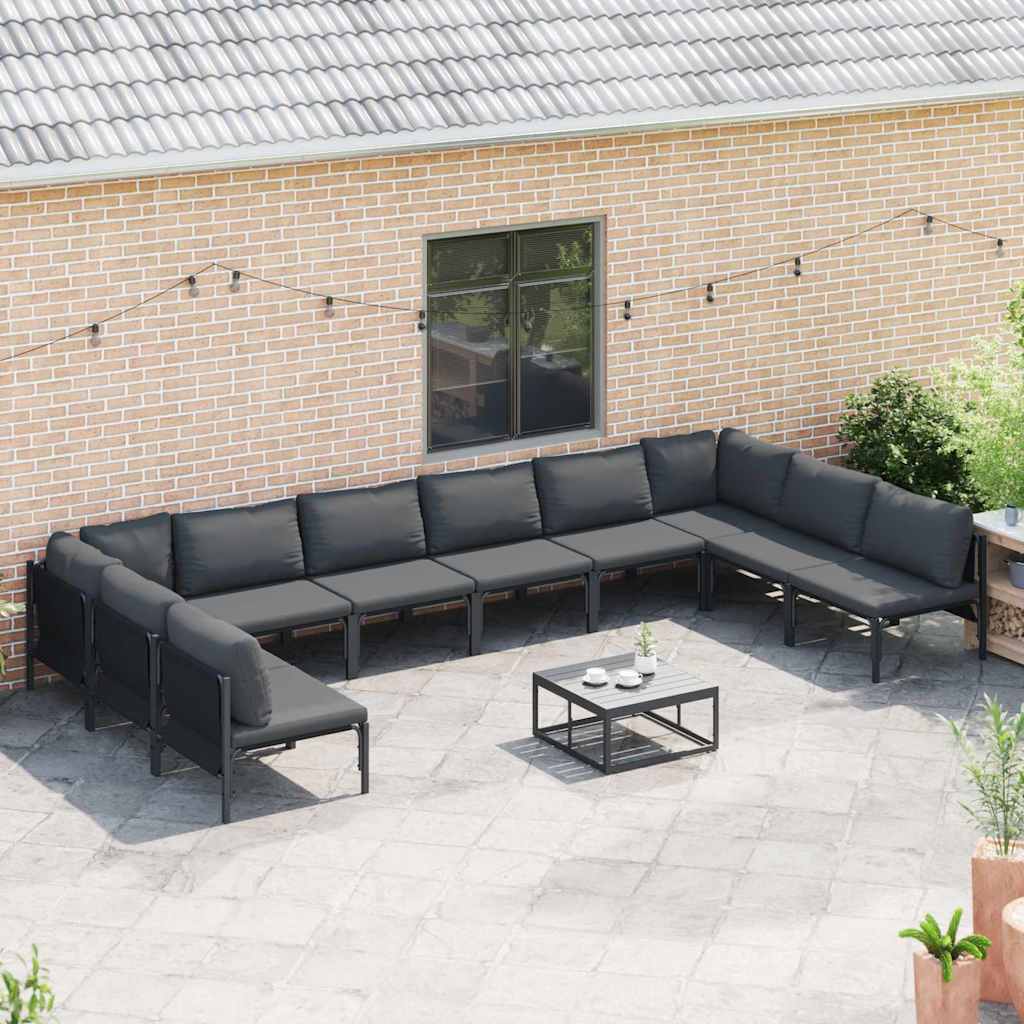 vidaXL Tuin Sofa Set 11 pcs Antraciet Staal