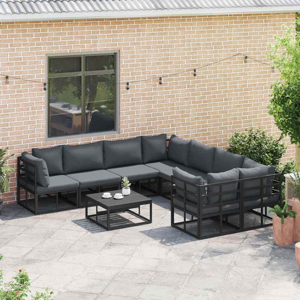vidaXL Tuin Sofa Set met kussen 8 pcs Zwart Aluminium